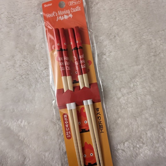 New Calcifer Howl's Moving Castle Chopstick Set of 2 21cm - Picture 2 of 7